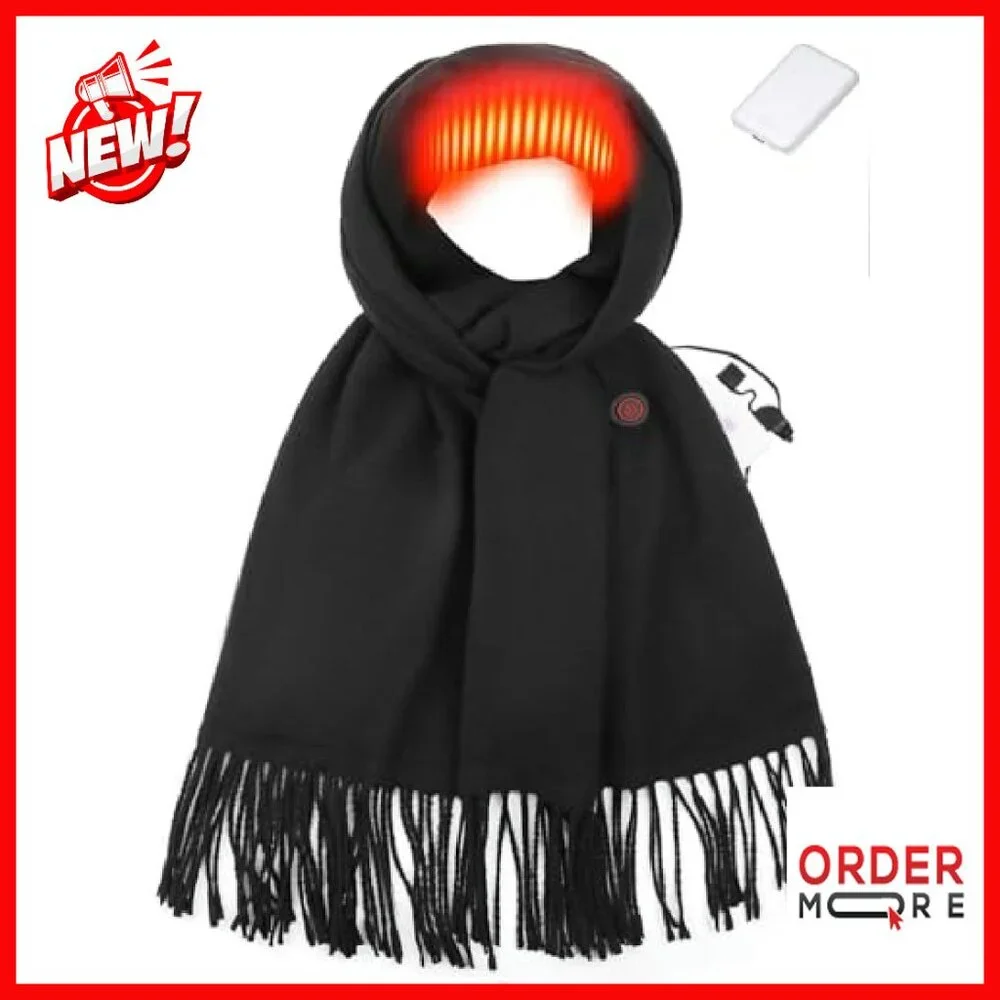 Rechargeable Heated Scarf with 3 Heat Settings for Winter Warmth - Picture 2 of 6